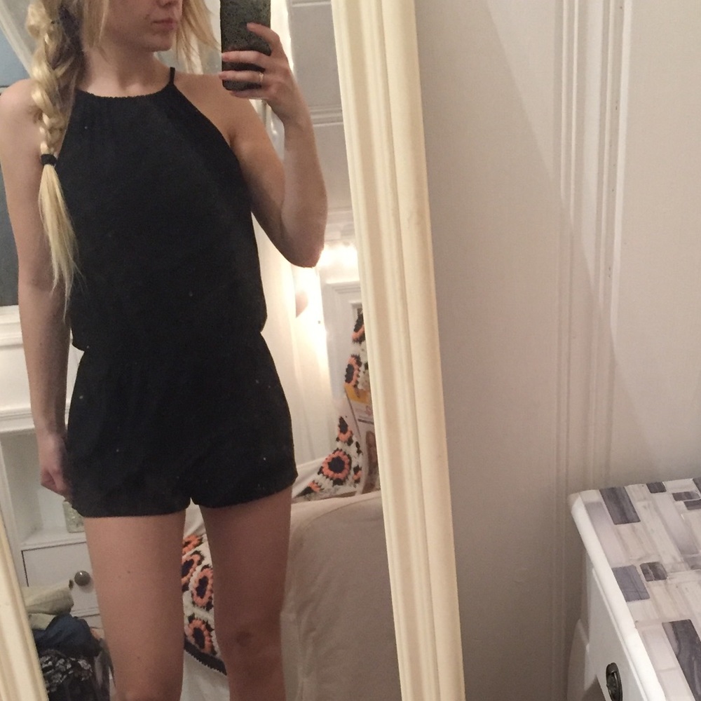 Black romper high neck line